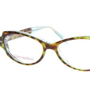 Jean Lafont Reedition BABEL 675 brown turquoise aqua Acetate Eyeglass FRAMES euc